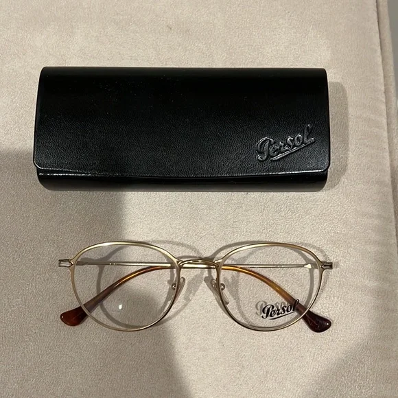 Persol Eyeglasses Frames 2426-V 1054 Gold Round Full Rim 50-20-140 - Picture 11 of 11